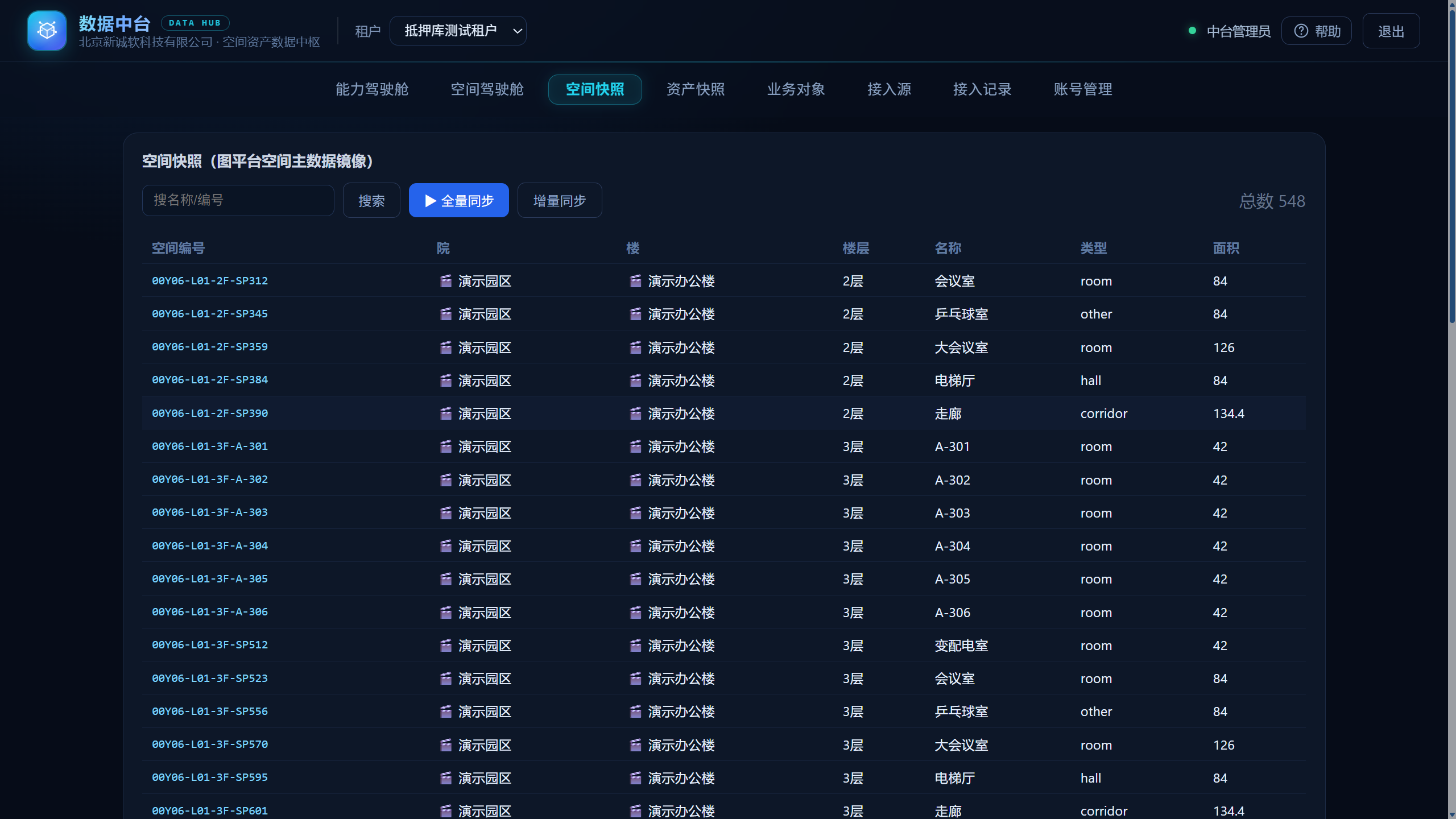 空间快照 · 图平台空间主数据镜像